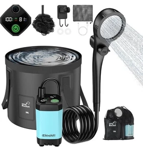 Portable Camping Shower 6000mAh Rechargeable Outdoor Camp Pump for Hiking Travel - Picture 1 of 5