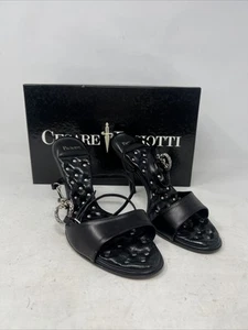 Cesare Paciotti Women’s Black Leather Stud Heels Size 35 (US 5) PC0T3146B (B4) - Picture 1 of 14