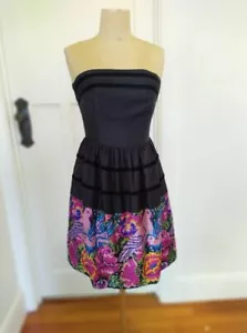 Amazing Zimmermann size 1 / 8 Black floral silk / wool strapless cocktail dress - Picture 1 of 12