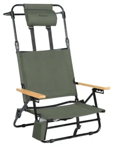 REALEAD Low Beach Chair Extendable High Back Lay Flat Lightwieght Portable Folds - Picture 1 of 7
