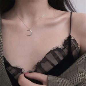 Jewelry Couple Necklace Rescent Necklaces Clavicle Necklace Moon Necklace - Picture 1 of 12
