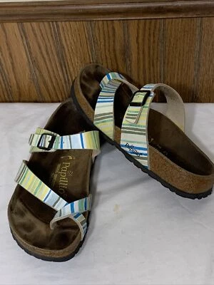 Birkenstock 凉鞋 39 码女式 8 色条纹 Papillo HTF 颜色 — 第 1/4 张图片
