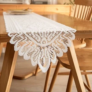 2 Pack Cotton Crochet Lace Rectangular Table Runner Dresser Scarf Doilies Whi... - Picture 1 of 4