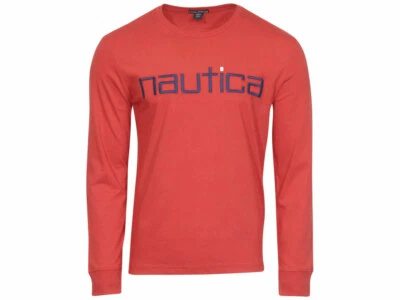 Nautica Men's Graphic Long Sleeve T-Shirt Crew Neck Mars Red - Image 1 of 2