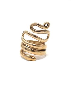 Anillo Serpiente Serpiente Envoltura Larga Latón Bali Oro Rosa Hecho a Mano Talla 7-7.5 01 Foto 1 de 4