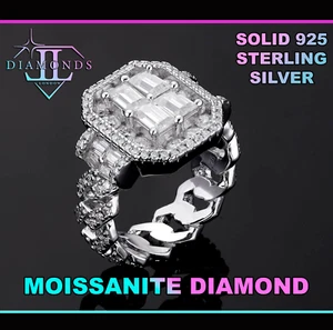 Mens Moissanite Eternity Ring | Womens Moissanite Eternity Ring | Big Ring - Picture 1 of 13