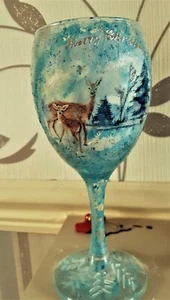 Decoupage Hand Decorated Christmas Wine Glass Gift - Picture 1 of 3
