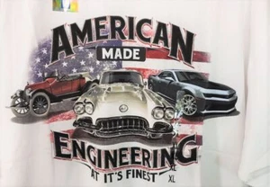 T-shirt uomo XL maglietta manica corta american muscle cars Chevy GM cotone bianco regalo - Foto 1 di 2