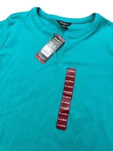 Eddie Bauer Women’s Turquoise/Green V-Neck T-Shirt Size XL Short Sleeves NWT’S - Picture 1 of 9