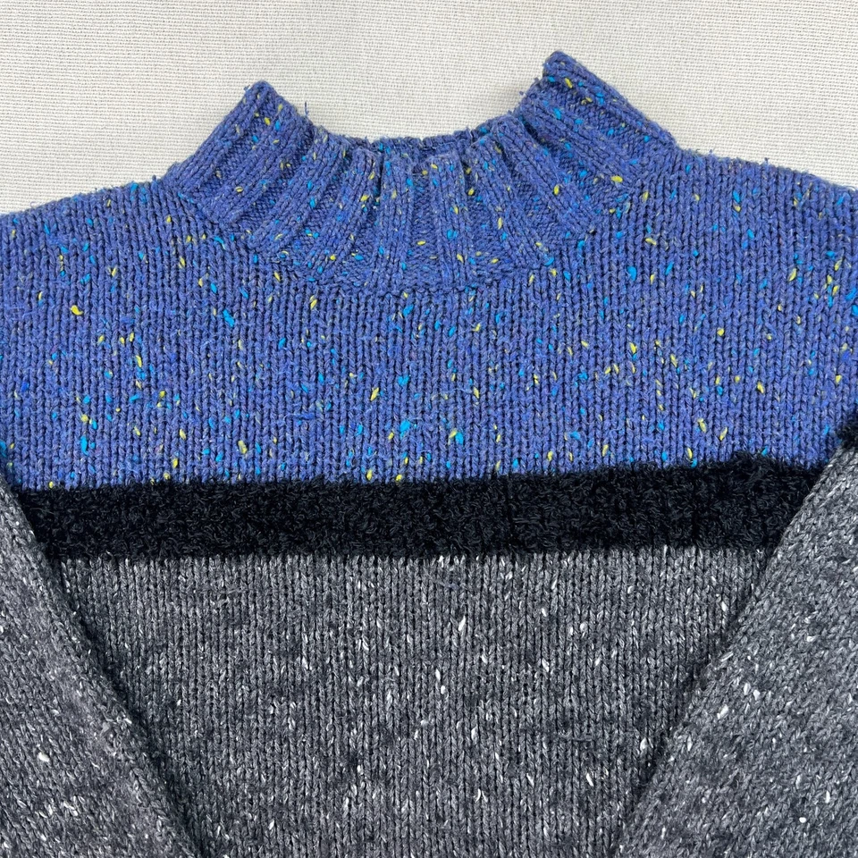 Suéter feminino ponto de referência vintage M multicolorido listra mistura de lã pulôver - Imagem 1 de 4