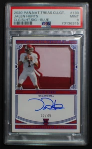 🌟 JALEN HURTS - 2020 National Treasures Jumbo Jersey AUTO RPA RC /49 - PSA 9 - Picture 1 of 2