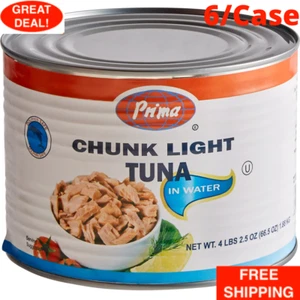 6 Case Canned Chunk Light Tuna Packed in Water Bulk Supply Kosher 66.5 oz. - Picture 1 of 12