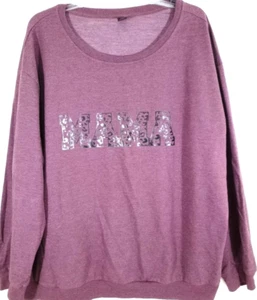 SHEIN-Womens Pullover "Mama" Casual Sweatshirt, Plus Size 4XL, Purple/Burgundy - Picture 1 of 7