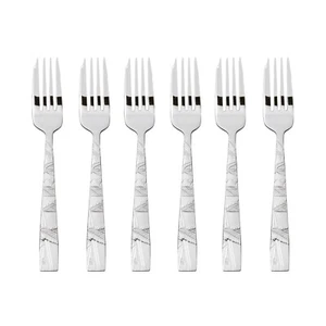 SAMBONET, ITALY "BAMBOO" STAINLESS STEEL 6 CAKE FORKS SETTING - Picture 1 of 3