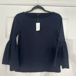 Camisa Banana Republic para mujer XS azul marino ligera elástica manga larga nueva con etiquetas - Imagen 1 de 6