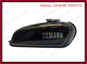 Yamaha RX100 RX125 Negro Gasolina Combustible Tanque de Gas Con Cromo Tapa & - Imagen 1 de 4
