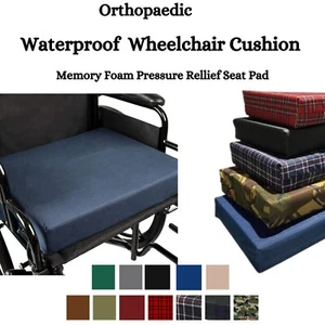 Pressure Relief Memory Foam Wheelchair Seat Pad Cushion Waterproof Zipped Cover - Picture 1 of 14