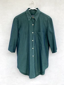 ☘️ Womens Jac & Jack Cotton Elbow Sleeve Oversized Shirt Blouse Top Size XS - Picture 1 of 5