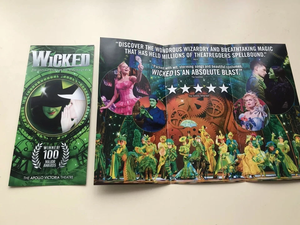 2 X Flyer /Handbill WICKED The Musical Apollo Victoria Theatre 2019 NEW
