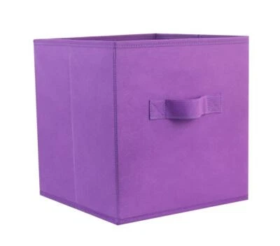 3 X FOLDABLE CANVAS STORAGE COLLAPSIBLE FOLDING BOX FABRIC CUBE CLOTH BASKET TOY - Image 1 of 3