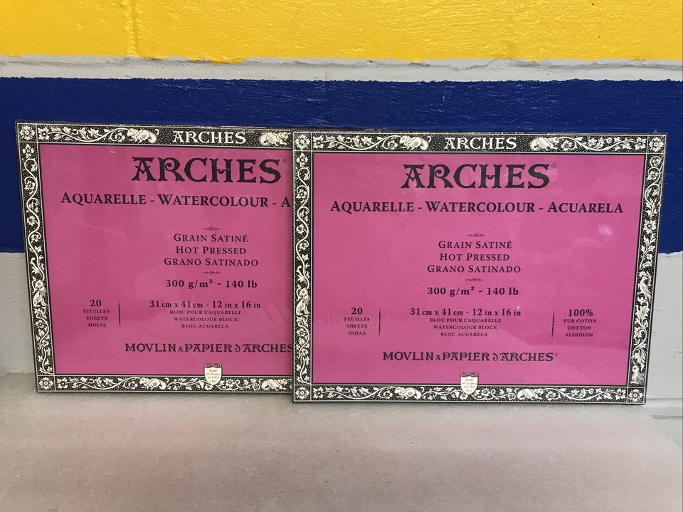 Arches 140 Lb. Hot Press Block 12x16"" - Natural White 20 Sheets