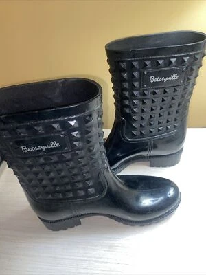 Betseyville черный середины икры Victoria дождя ботинки с заклепками деталь размер 10 - Изображение 1 из 4