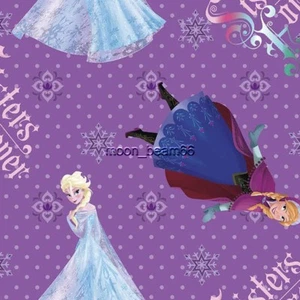 BTY Disney Frozen Sisters Forever Character Purple Dot Cotton Fabric By The Yard - Picture 1 of 5