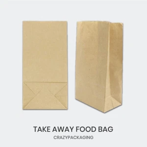 Kraft Brown Take Away Paper Bags Grocery Market Party Gift Craft Food Cake Bag - Picture 1 of 78