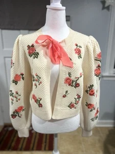 Alice + Olivia Kitty Floral Embroidered Cardigan Women’s size M !BRAND NEW! $595 - Picture 1 of 15