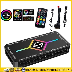 DE 1 To 9 Ports 3 in 1 4 Pin PWM Magnetic Suction Hub SATA Power Supply for PC C - Afbeelding 1 van 18