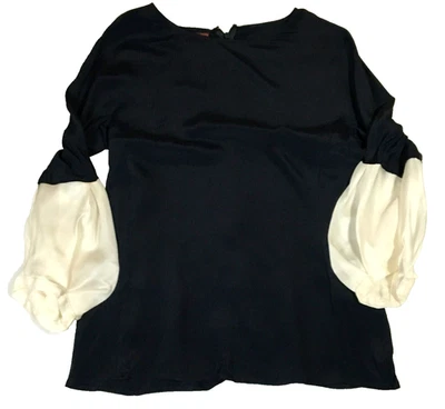 Top Dondup para mujer mezcla de seda italiana talla US 6 IT 42 negro marfil cremallera trasera nuevo sin etiquetas Foto 1 de 4