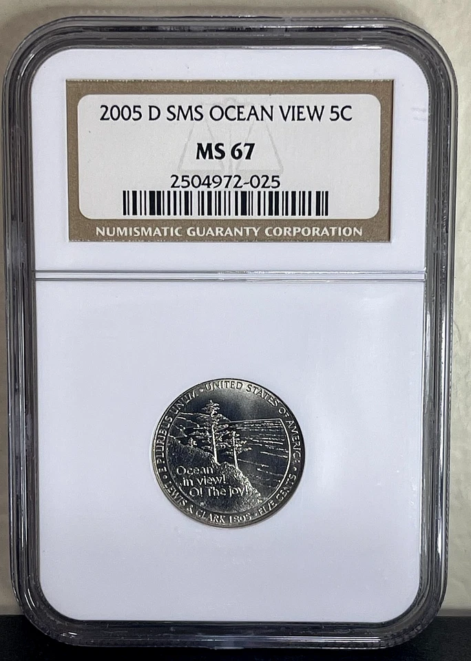 2005-D SMS OCEAN VIEW Jefferson Nickel 5C NGC MS67 - Image 1 of 2