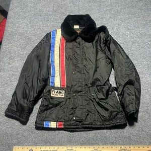 🔥🚨Vintage American Motors AMC Racing Jacket Size Small Black 70s Buckle Rare! - Picture 1 of 6