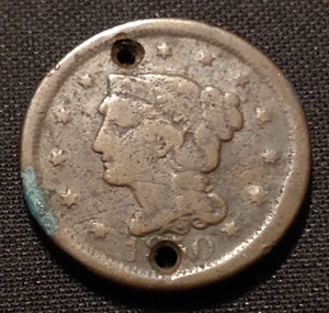 1850 geflochtenes Haar großer Cent f ss Details besseres Datum Kupfer Art Münze - Bild 1 von 2