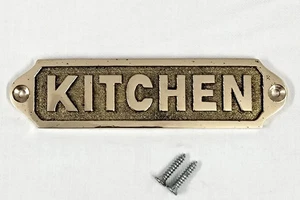 Placa de letrero de puerta de cocina de latón macizo 13 cm placa de estilo vintage con tornillos - Imagen 1 de 2