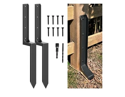 One-Piece Fence Post Repair Kit 2-Pack Heavy Duty Post Anchor 32in Metal Sturdy - Image 1 of 4
