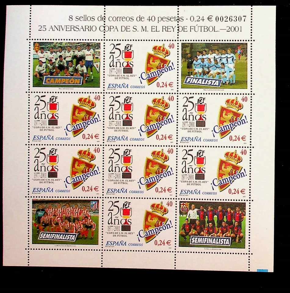SPAIN Sc 3106 NH MINISHEET OF 2001 - SOCCER CUP - (WS25) - Image 1 of 1