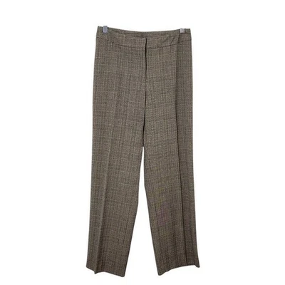 Rafaella Brown Plaid Dress Pants Size 6 Petite Brown and Green Plaid Trousers - Image 1 of 4
