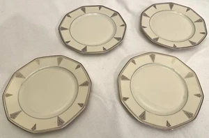 4 piatti pane e burro Community China DEAUVILLE Baviera Art Deco platino - Foto 1 di 4