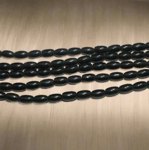 Glass Beads Oval Black 6x4 mm, Pack Of 1 String - Picture 1 of 8