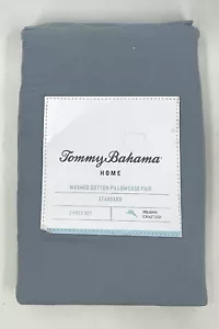 Tommy Bahama Home Juego de 2 Fundas de Almohada Tamaño Estándar Verde Azulado Algodón Lavado Nuevo en Paquete - Imagen 1 de 7