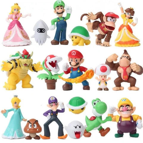 18 Pcs Set B Super Mario Bros Toy Figures Luigi Toad Yoshi Cake Toppers Party Cover