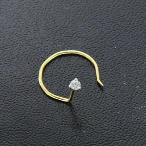 Pin perforación de anillo perno solitario nariz de diamante creado en laboratorio redondo acabado dorado 14K - Imagen 1 de 3