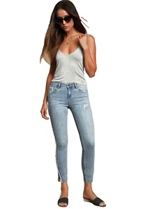 NWT Amelia light wash Distressed denim side stripe skinny jeans by hidden Sz 25 - Picture 1 of 6