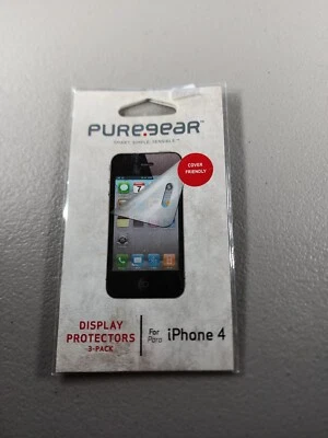 NUEVO EN PAQUETE Protector de Pantalla Pure Gear iPhone 4 Paquete de 3 - ¡Nunca Abierto! Foto 1 de 2