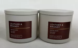 2 Bath & Body Works White Barn Leather & Brandy 3 Docht große Duftkerzen - Bild 1 von 2