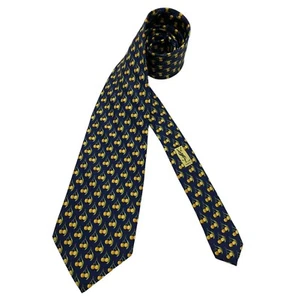 YVES SAINT LAURENT Blue/Yellow Fruit Leaf Silk LUXURY Tie ITALY - Picture 1 of 4