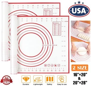 2 SIZE Large/Medium Non Stick Slip Silicone Pastry Baking Mat Dough Fondant US - Picture 1 of 16