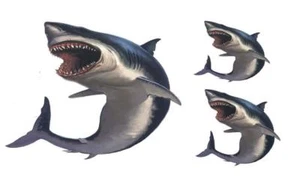 Hungry SHARK Ocean Decal Vinyl Sticker Set of 3 for Window Laptop Cell Phone - Imagen 1 de 3