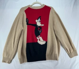 Iceberg History Daffy Duck Virgin Wool Sweater Made in Italy Mens Size XL - RARE - Picture 1 of 15